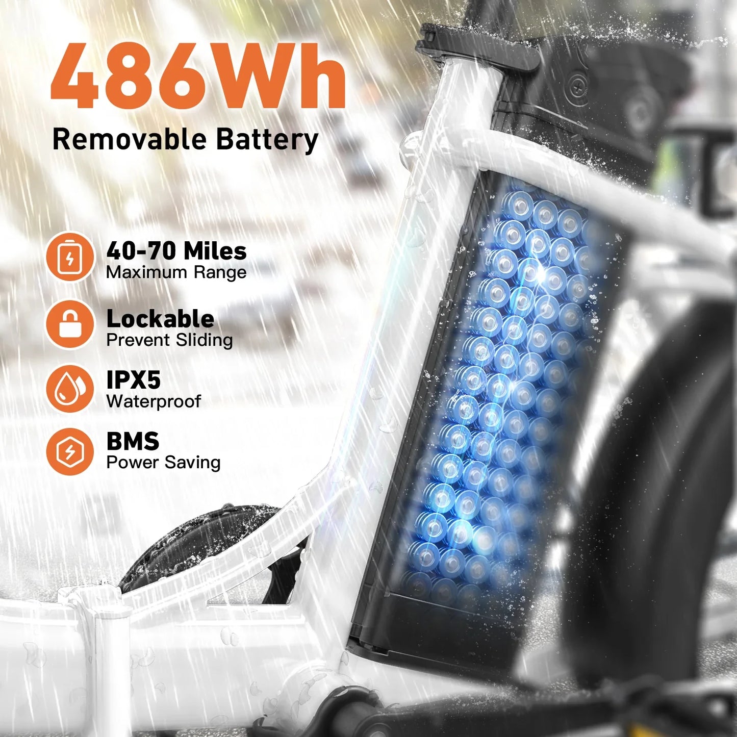 QRONGE 1000W Peak Folding Electric Bike With 486Wh Battery 70 Miles Range