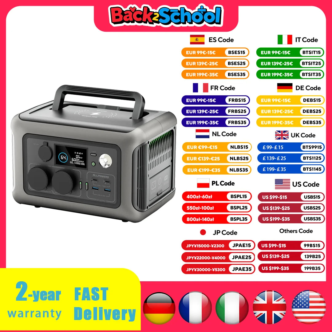 ALLPOWERS Portable Power Station R600 299Wh LiFePO4 Battery