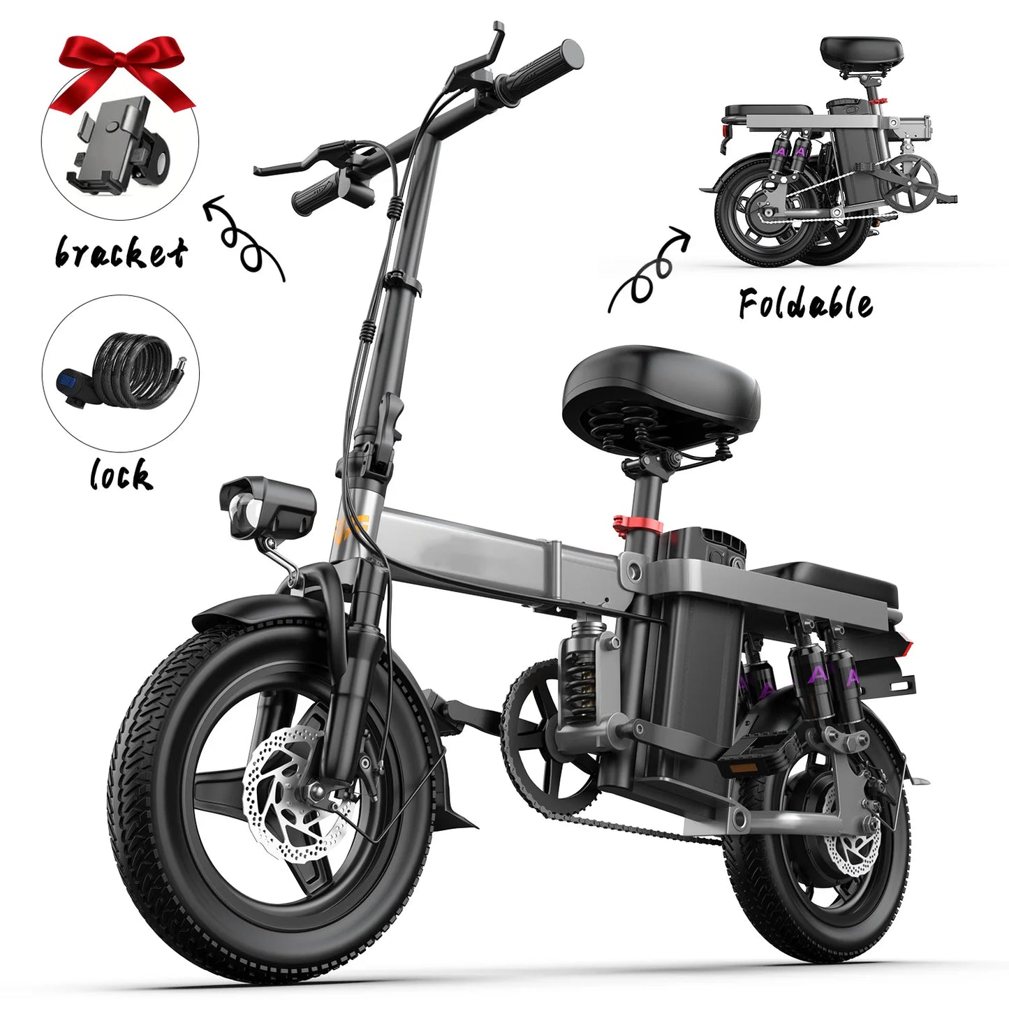Terrosor GS5 740W Folding Electric Bike For Adults 48V 15Ah 32 Mile Range