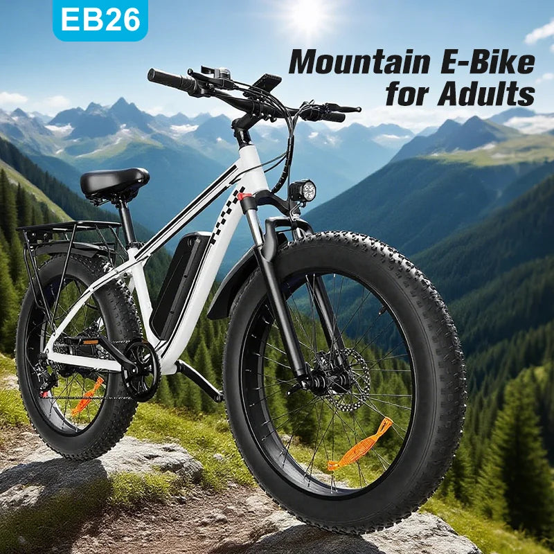 QNQ 1500W Fat Tire Electric Bike 26x4 48V Battery Hydraulic Brakes