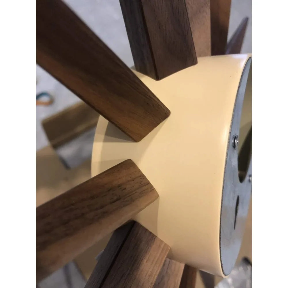 Mid Century Wood Sunburst Wall Clock Walnut Finish Silent Analog Decor For Home Office