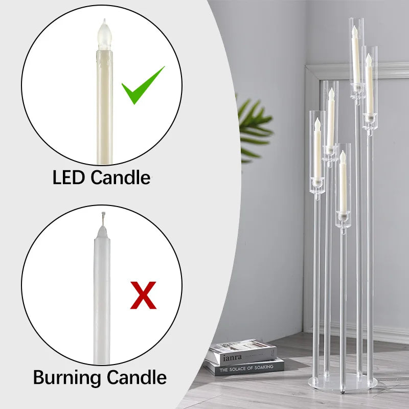 10 Piece Acrylic Five Arm Candelabra Clear Centerpiece