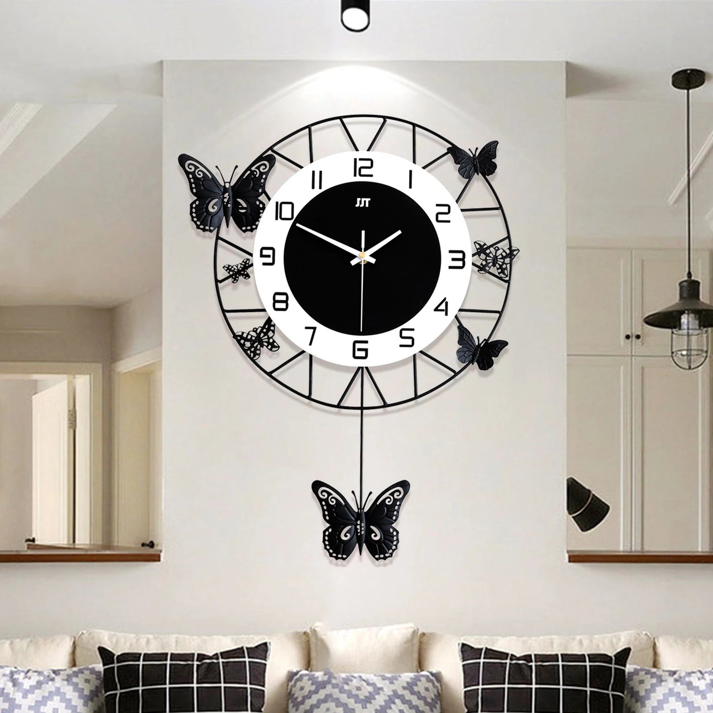 20 Inch Modern Round Butterfly Wall Clock for Home Decor - Antland Marketplace