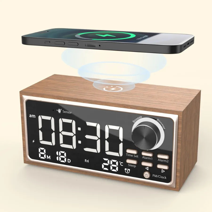 Multifunctional Retro Dual Alarm Radio with Wireless Charging - Antland Marketplace