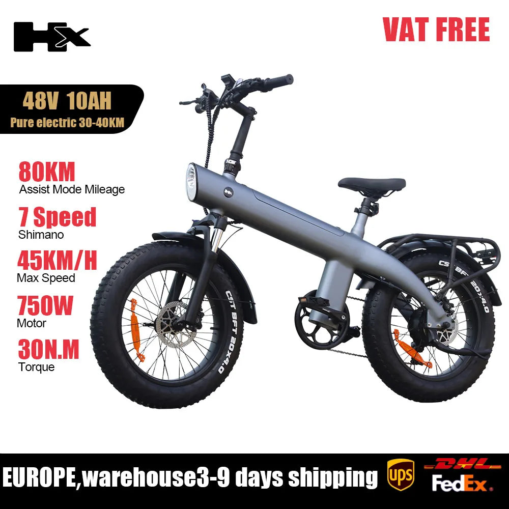HX Q3 2000W Foldable 20 Inch Fat Tire Electric Bike Removable Battery 48V 20Ah
