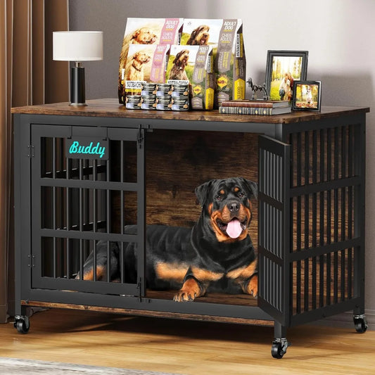 XXL Heavy Duty Dog Crate Furniture with Name Tag - Antland Marketplace