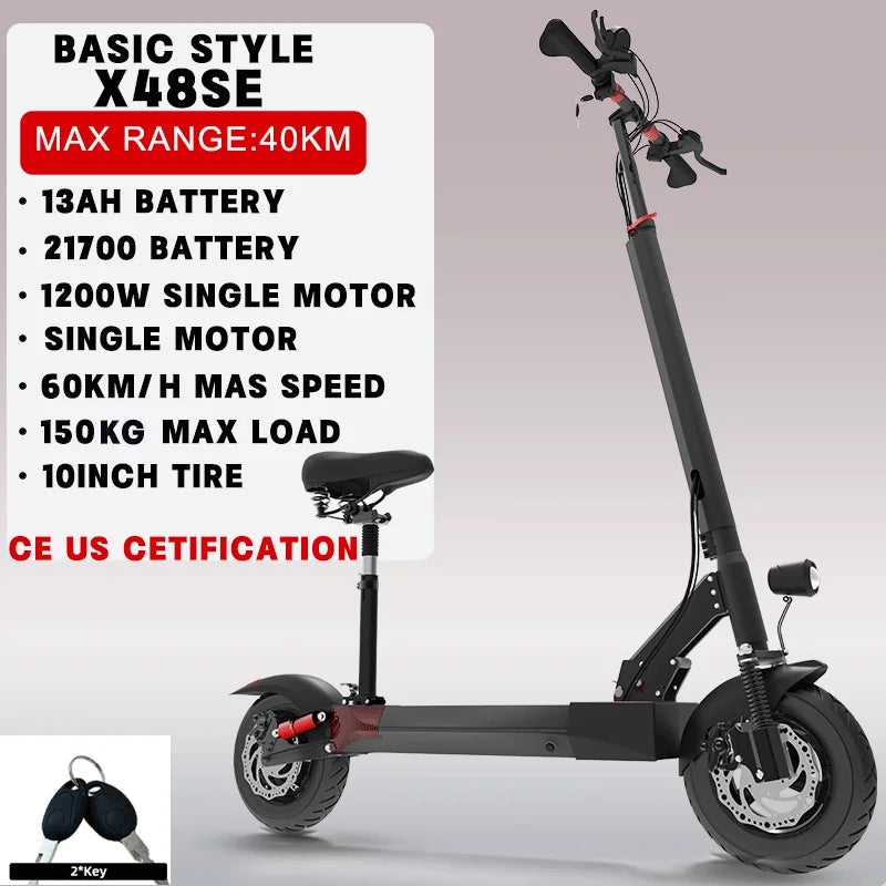 Electric Scooter For Adults Dual Motor Folding With Removable Seat