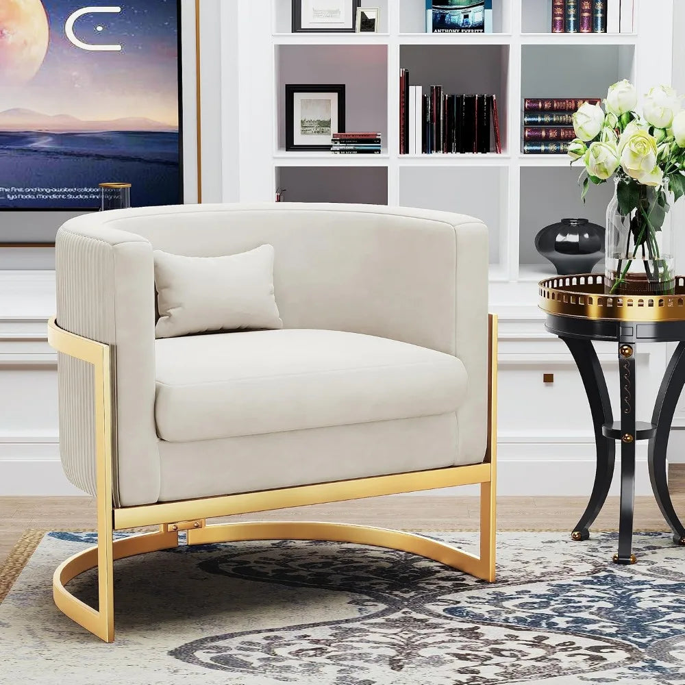 Velvet Barrel Chair With Gold Legs Modern Armchair