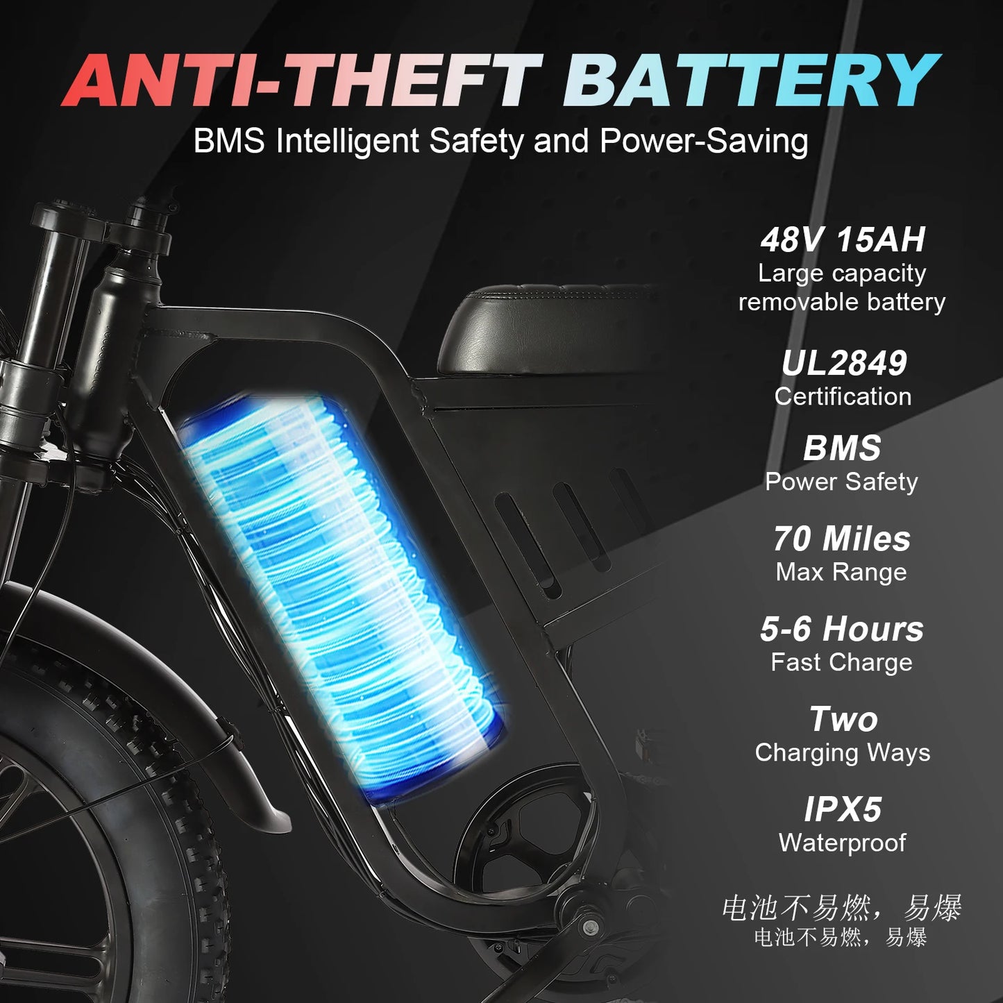 NFC Unlock Electric Bike 2000W Dual Power 60V And 48V 60 To 100 Mile Range