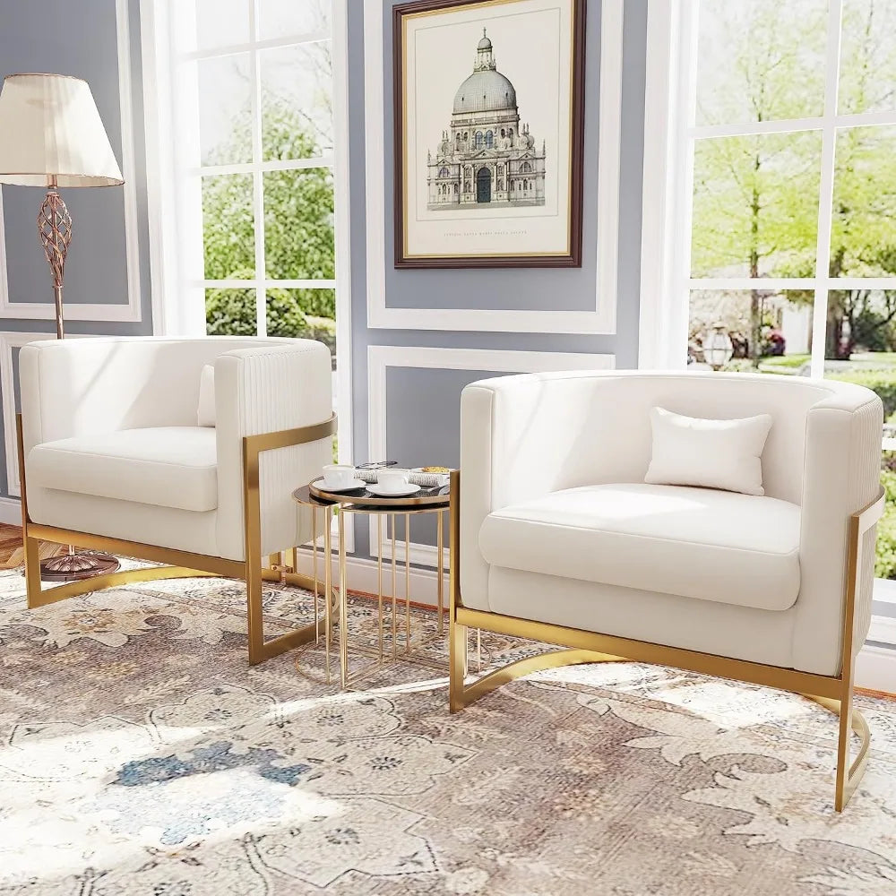 Velvet Barrel Chair With Gold Legs Modern Armchair