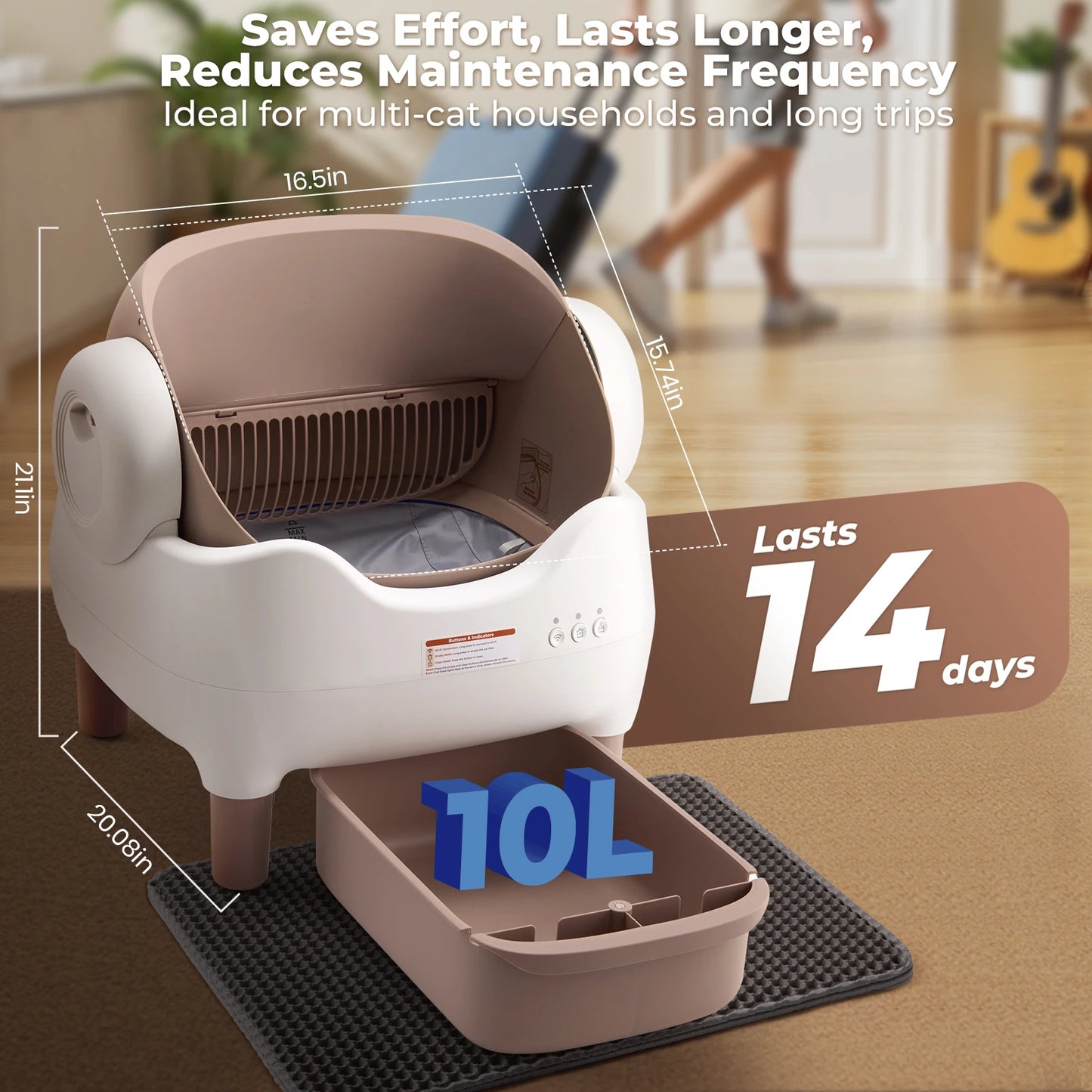Automatic Self Cleaning Cat Litter Box With App Control