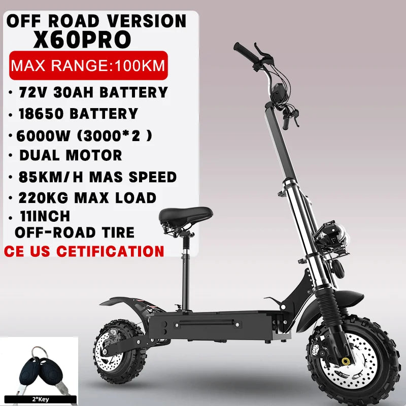 Dual Motor Foldable Electric Scooter For Adults 72V 2400W 85kmh