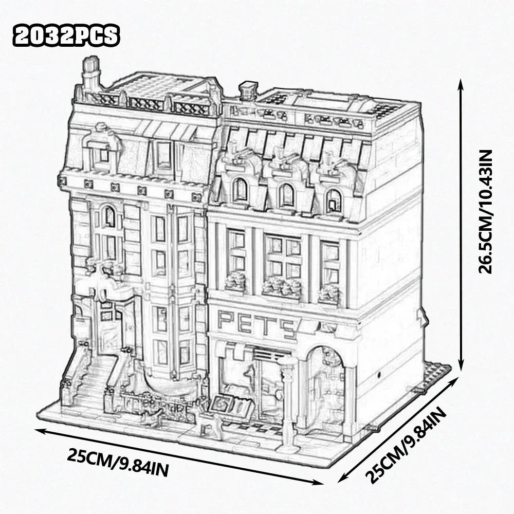 MOC Model Street View Restaurant Cafe Corner Police