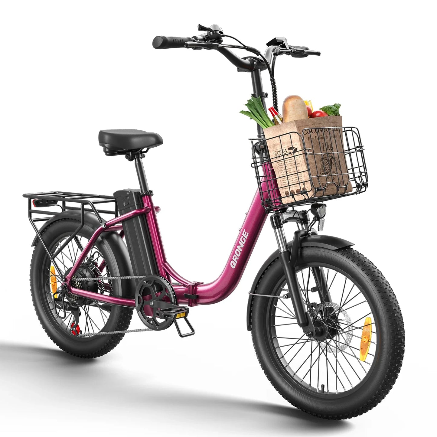 QRONGE 1000W Peak Folding Electric Bike With 486Wh Battery 70 Miles Range