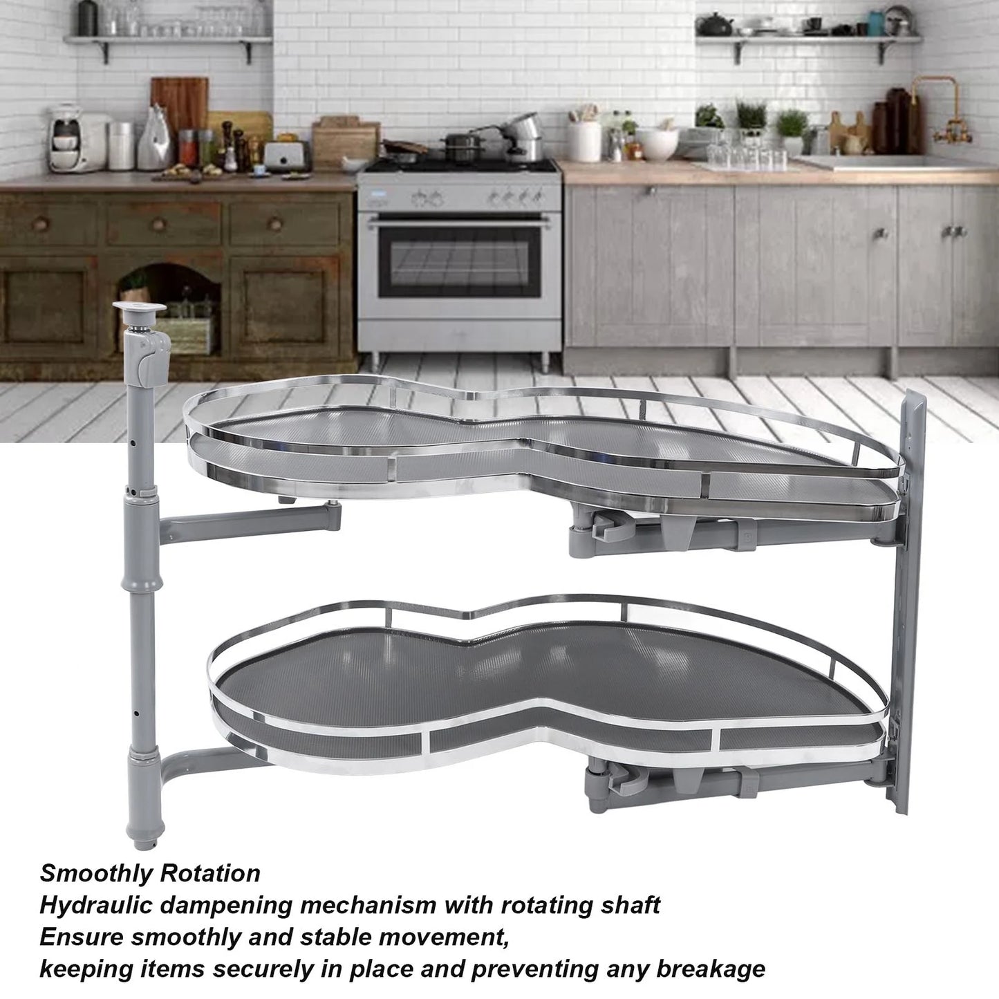 Two Tier Blind Corner Cabinet Swing Pull Out Tray Organizer