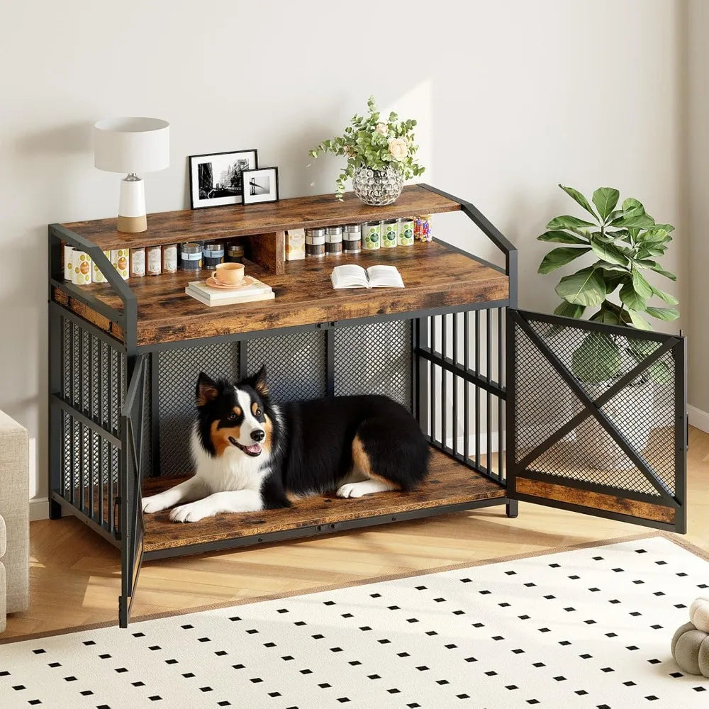 Masterpiece Large Dog Crate Furniture with LED Light - Antland Marketplace