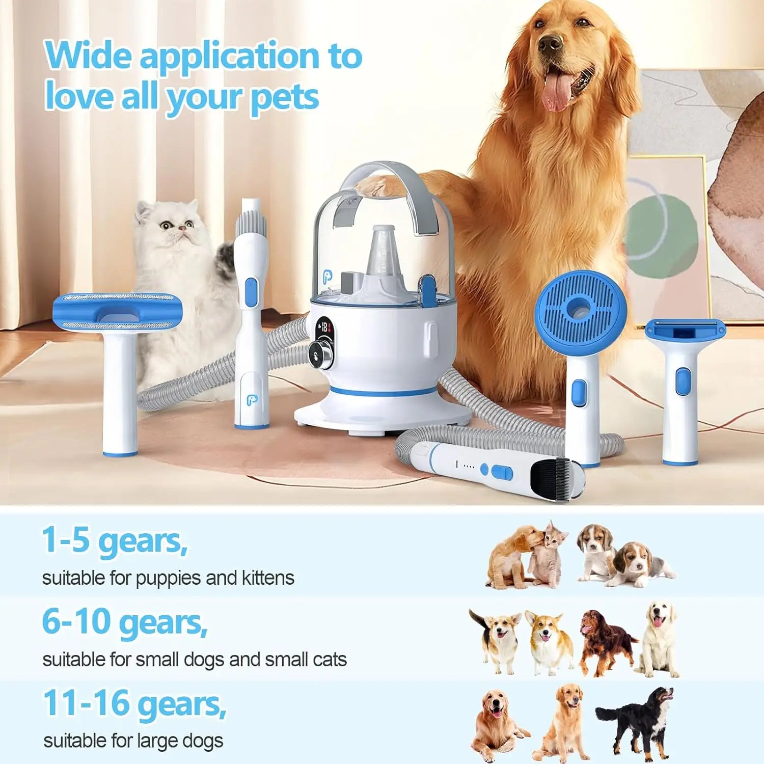 5-in-1 Pet Grooming Vacuum Kit for Dogs and Cats - Antland Marketplace