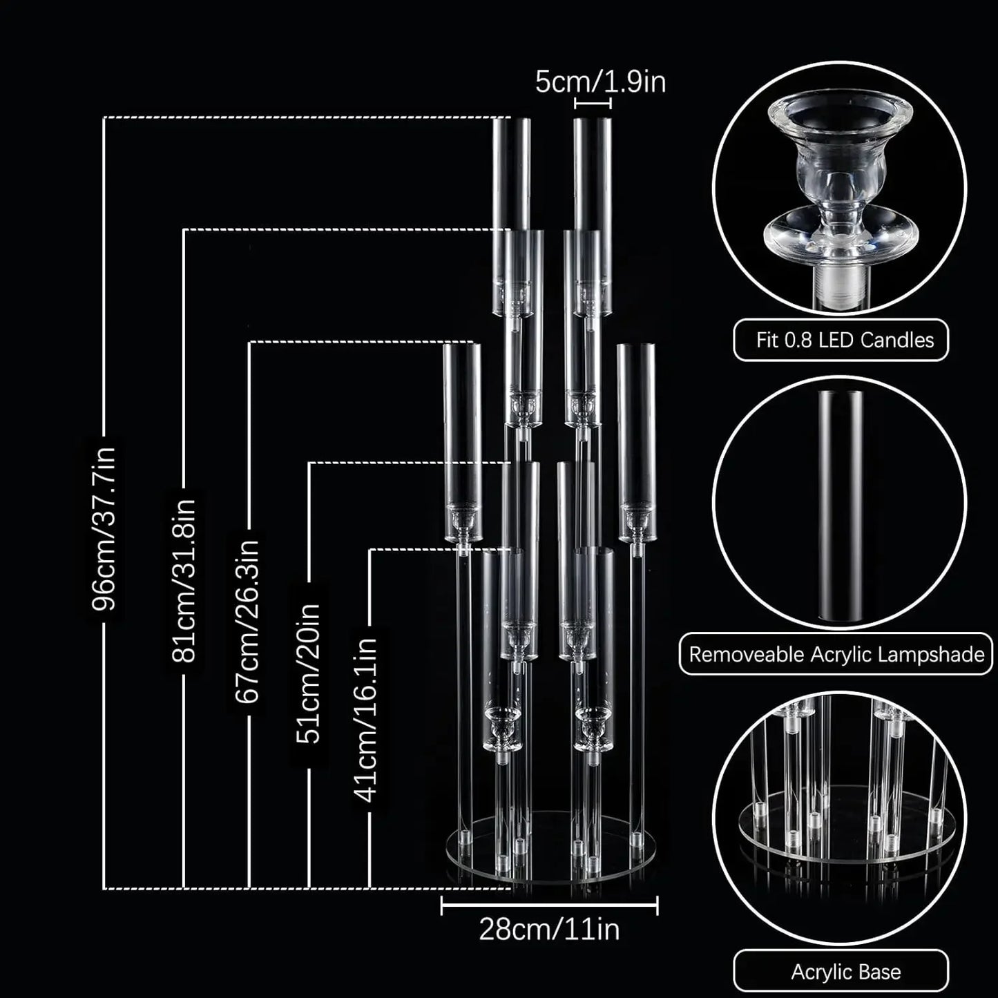 Acrylic Candelabra Centerpiece 10 Arm Wedding Table Decor