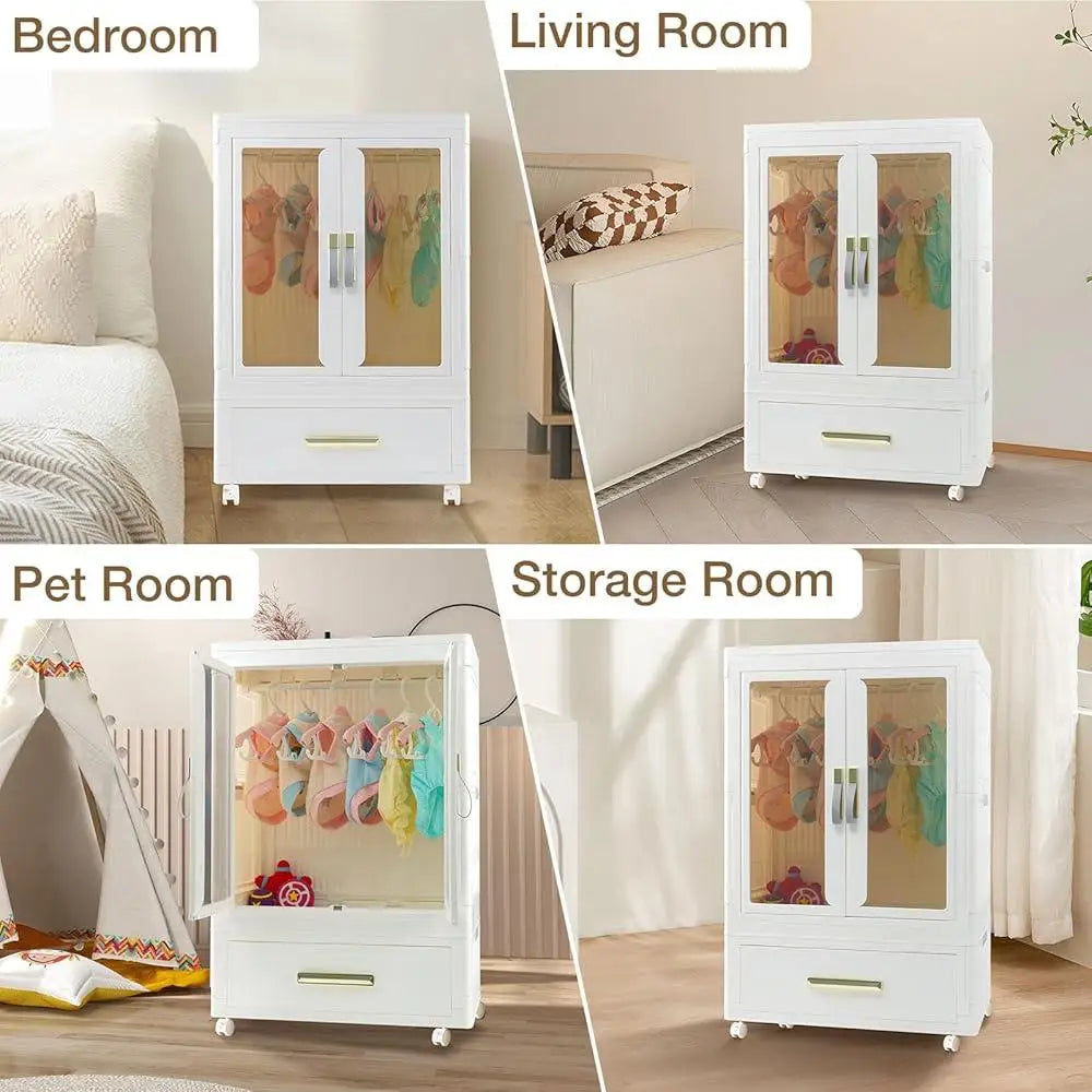 Stackable Pet Wardrobe Storage Bins With Doors And Wheels