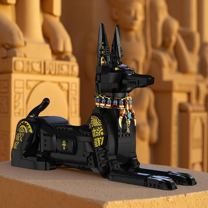 1208 Pcs Black Egyptian Pharaoh Dog Building Blocks Set For Kids Toys Educational Construction Gift