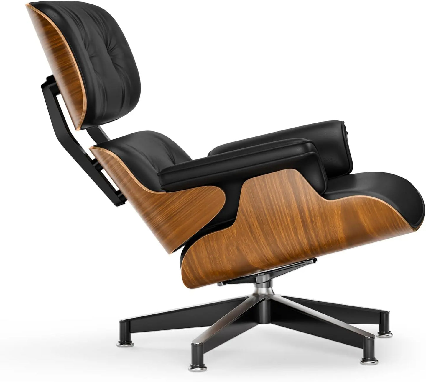 Mid Century Modern Leather Lounge Chair With Ottoman