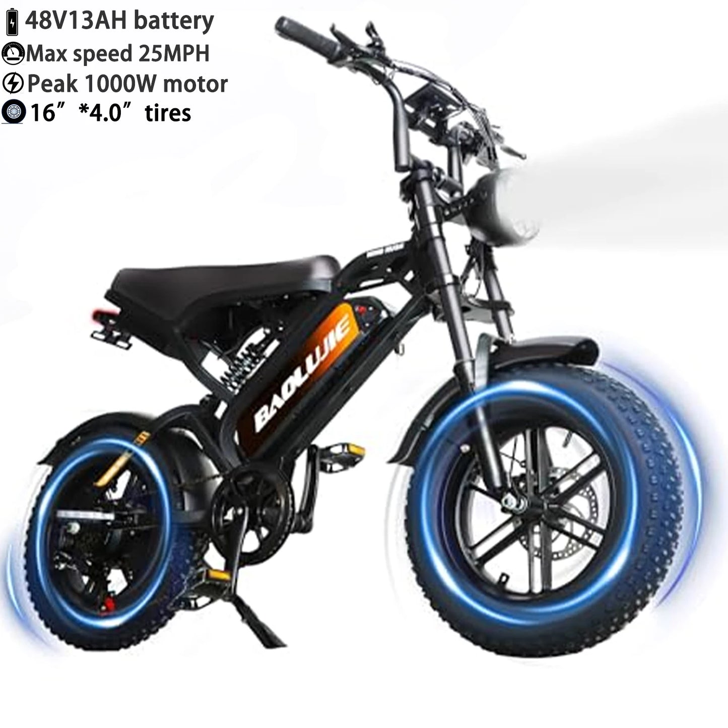 Baolujie Peak Dual Motor Electric Bike 48V Battery