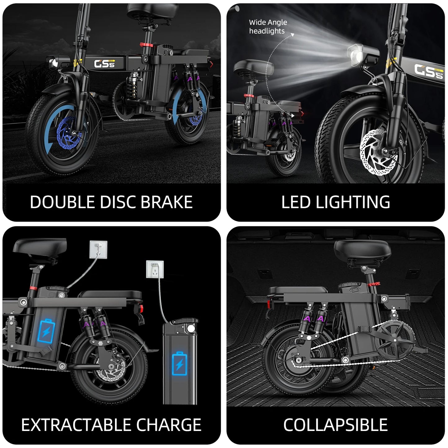 Terrosor GS5 740W Folding Electric Bike For Adults 48V 15Ah 32 Mile Range