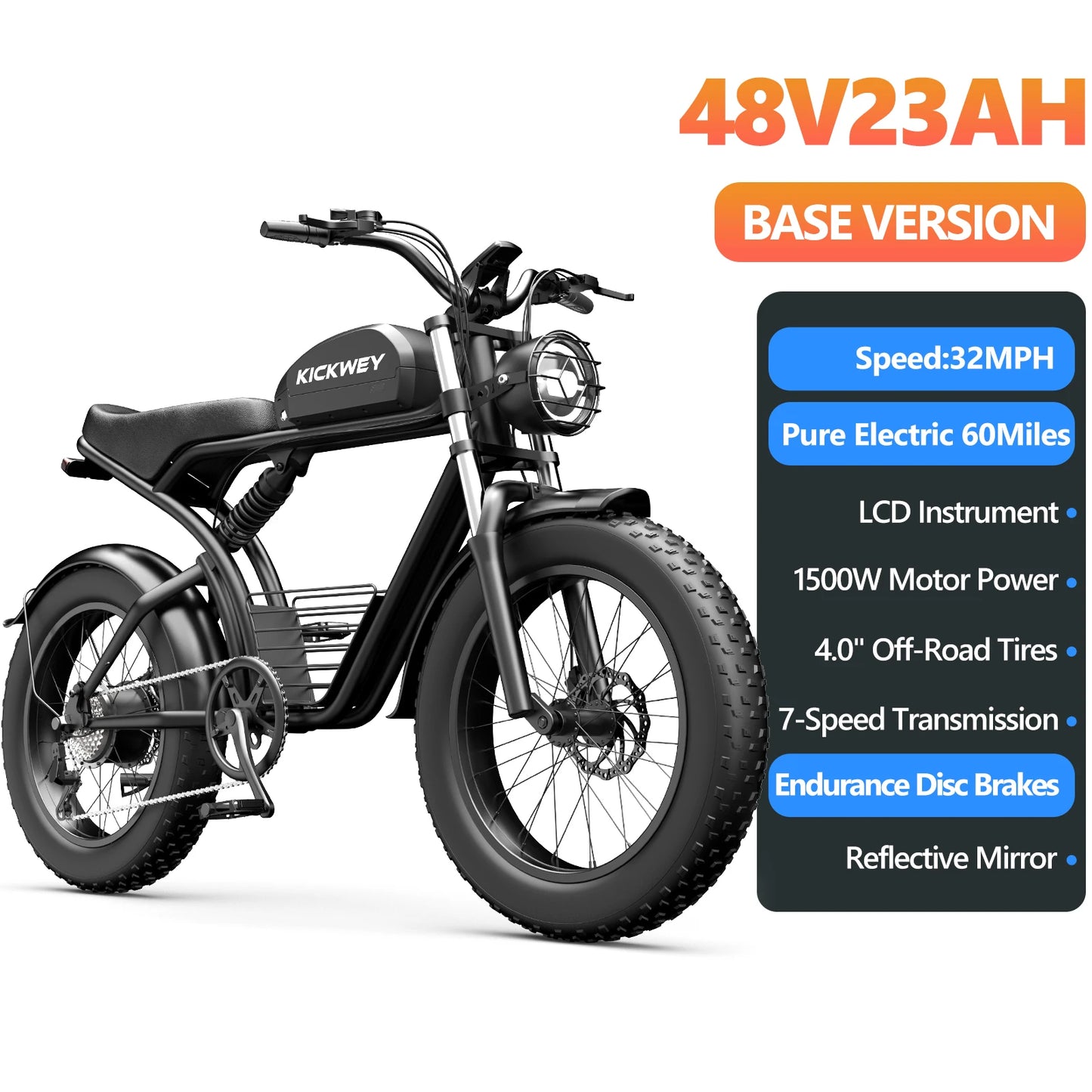 Kickwey K7 Pro 3000W Dual Motor Fat Tire Electric Bike 48V