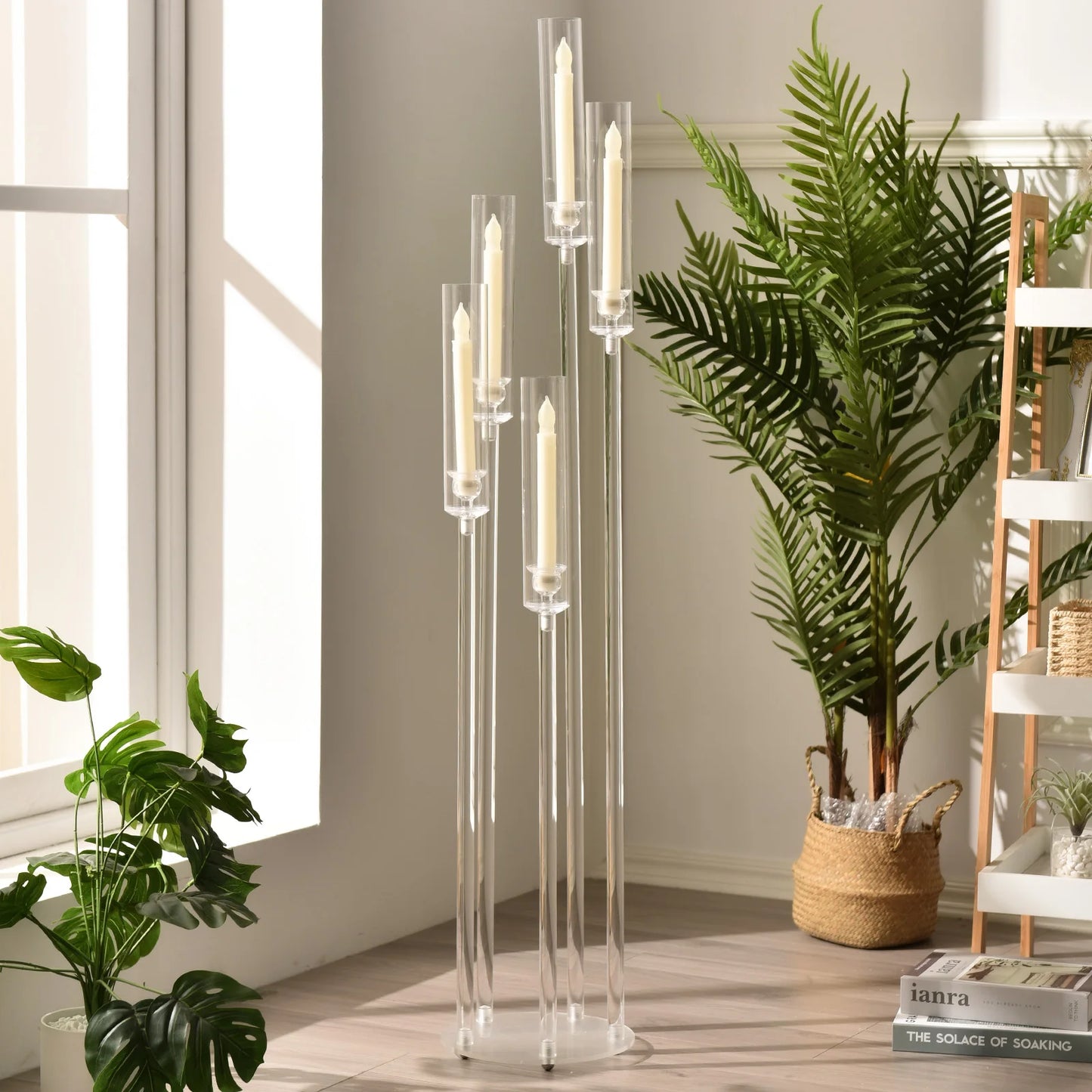 10 Piece Acrylic Five Arm Candelabra Clear Centerpiece