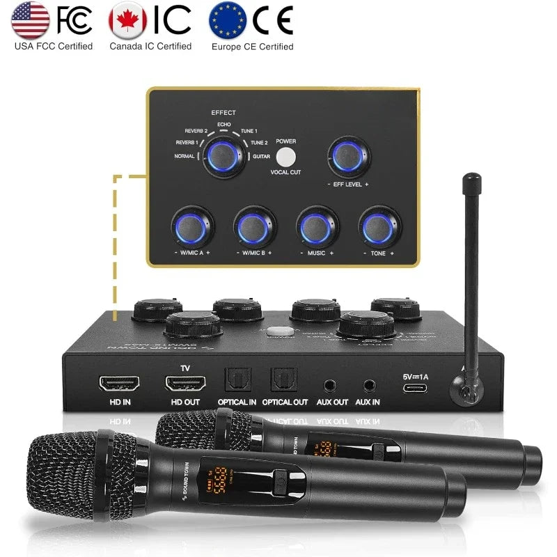 16 Channel Wireless Karaoke Mixer System with Bluetooth Mics