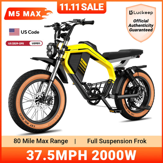 Luckeep M5 Max 2000W Electric Fat Tire Bike 52V Battery