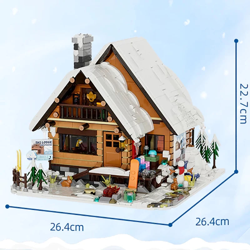 Snow Hut Christmas Ski Chalet Set With LED Model 2187 Pieces