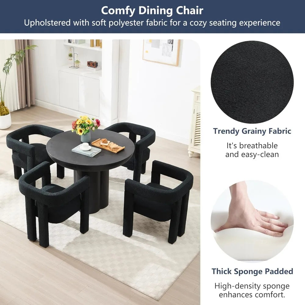 Modern Dining Chair Set Of 2 Fabric Armchairs Living Room