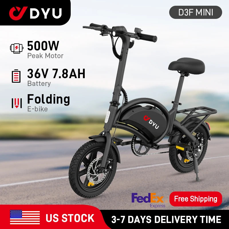 DYU D3F MINI Electric Bike 500W Peak Motor 36V 7 8Ah Battery 14 Inch City