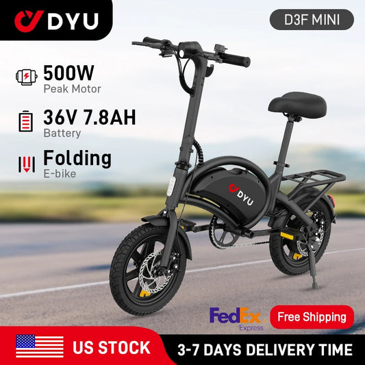 DYU D3F MINI Electric Bike 500W Peak Motor 36V 7 8Ah Battery 14 Inch City