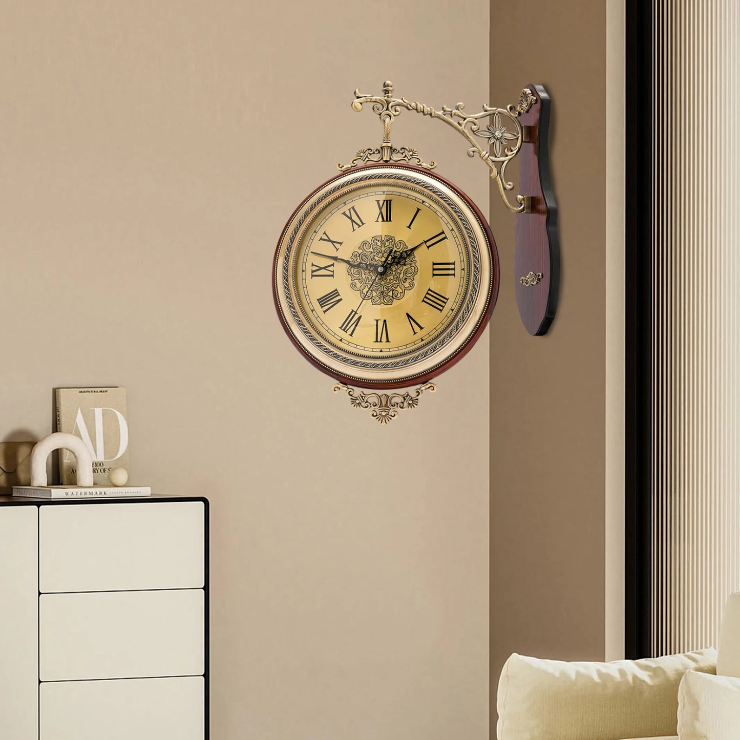 Double Sided Vintage Wall Clock 12 Inch Silent Sweep Design - Antland Marketplace