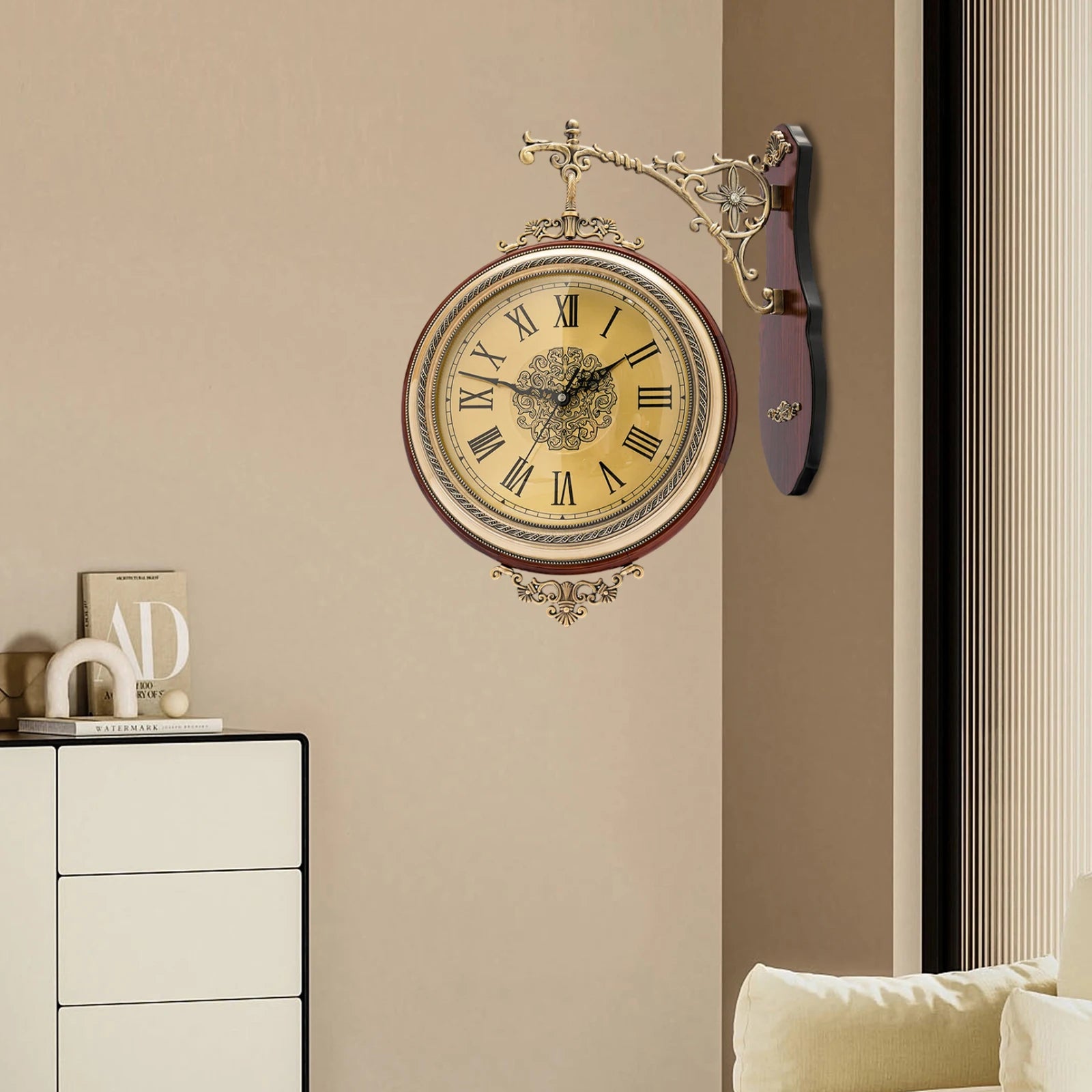 Double Sided Vintage Wall Clock 12 Inch Silent Sweep Design - Antland Marketplace
