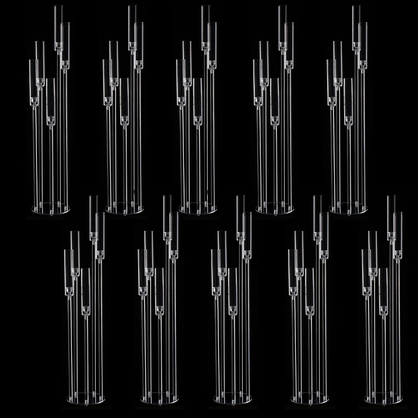 10 Piece Acrylic Five Arm Candelabra Clear Centerpiece