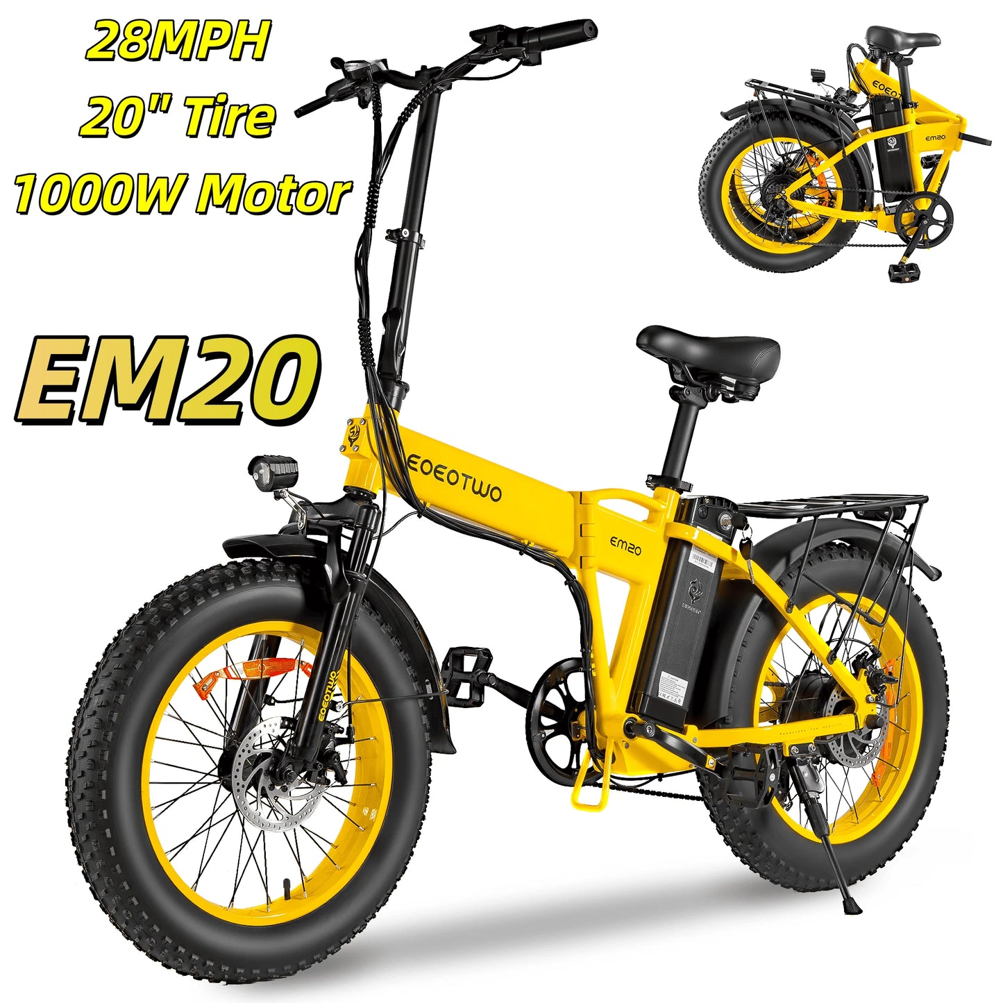 EOEOTWO E01 Electric Fat Tire Mountain Bike 1500W Peak Motor 34MPH 60 Mile Range