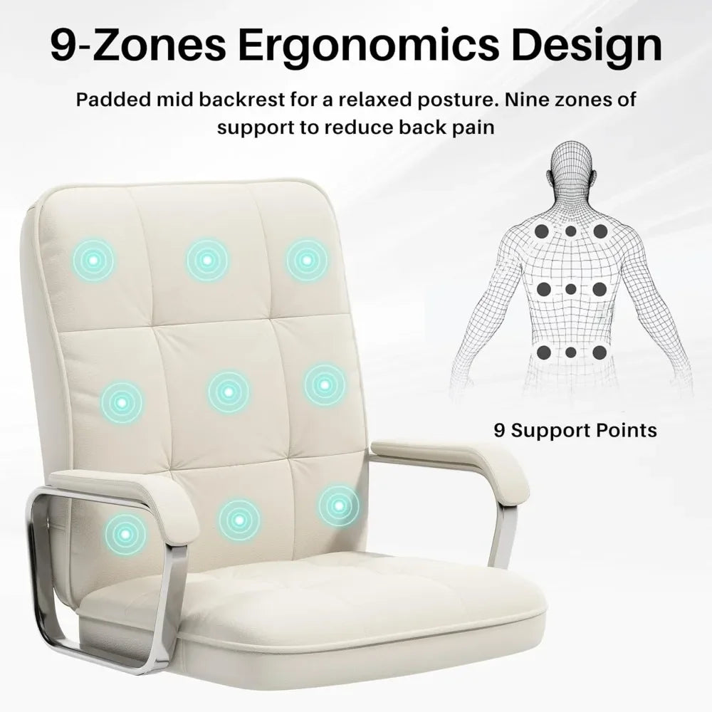 Ergonomic Swivel Desk Chair with Soft Leather and Padded Arms - Antland Marketplace