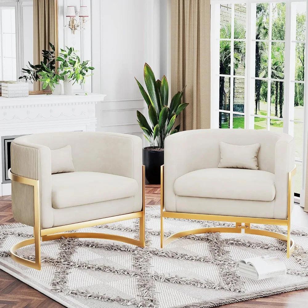 Velvet Barrel Chair With Gold Legs Modern Armchair