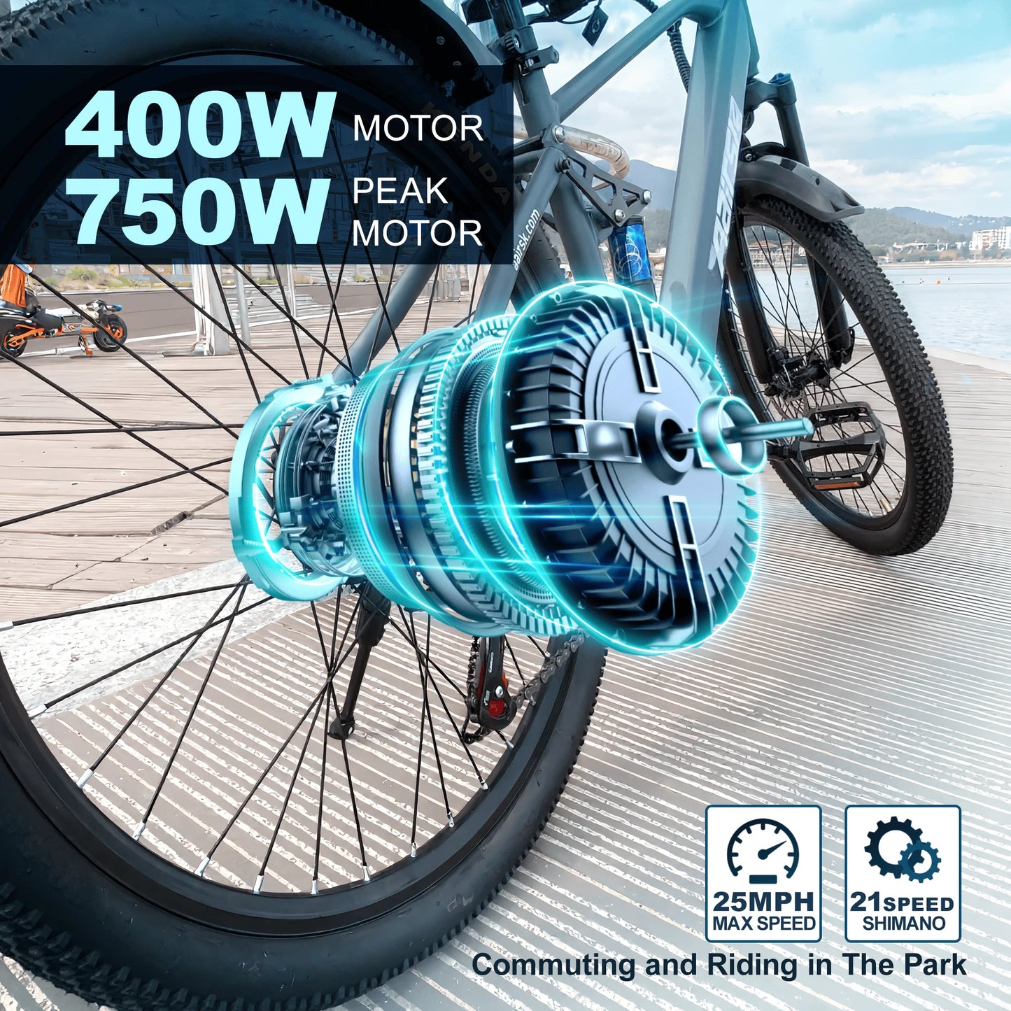 GT900 750W Electric Mountain Bike For Adults 40 Mile Range