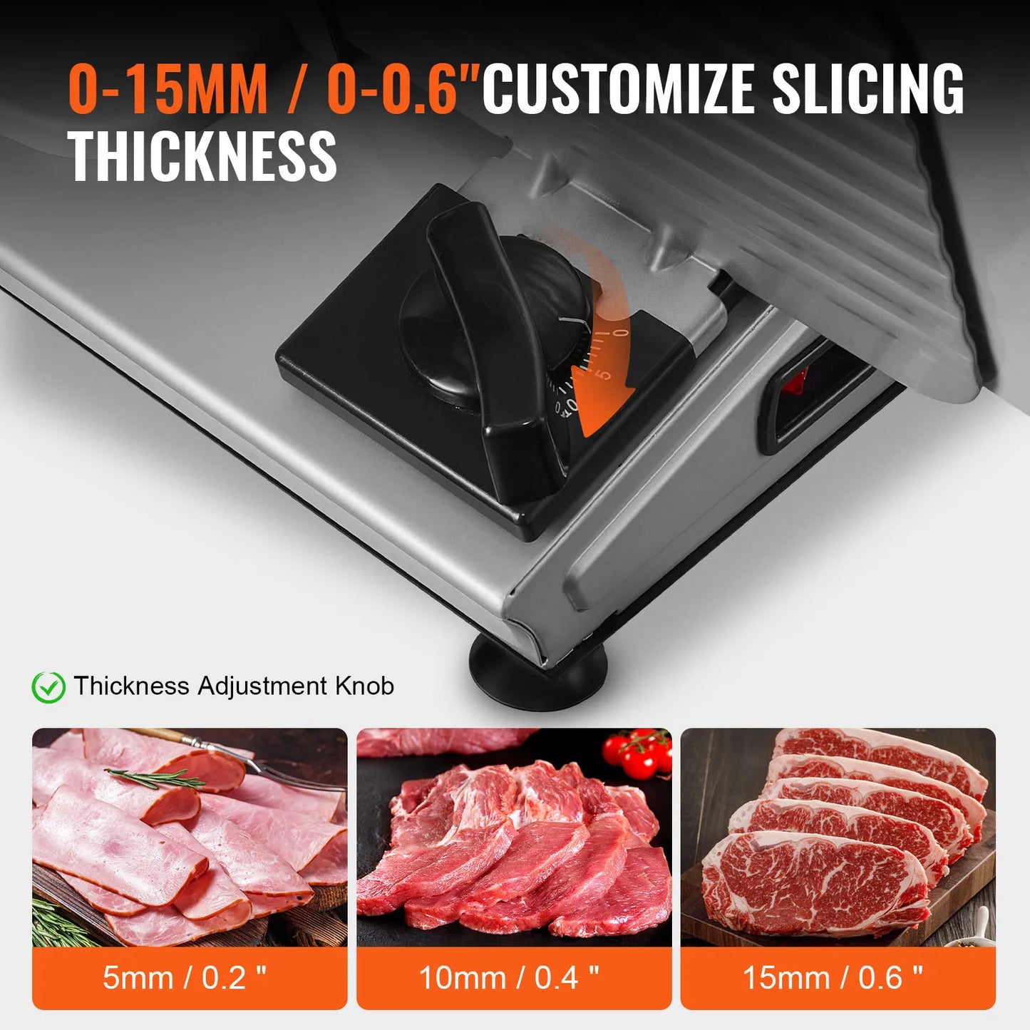 SucceBuy Electric Meat Slicer Deli Cutter SUS420 Stainless