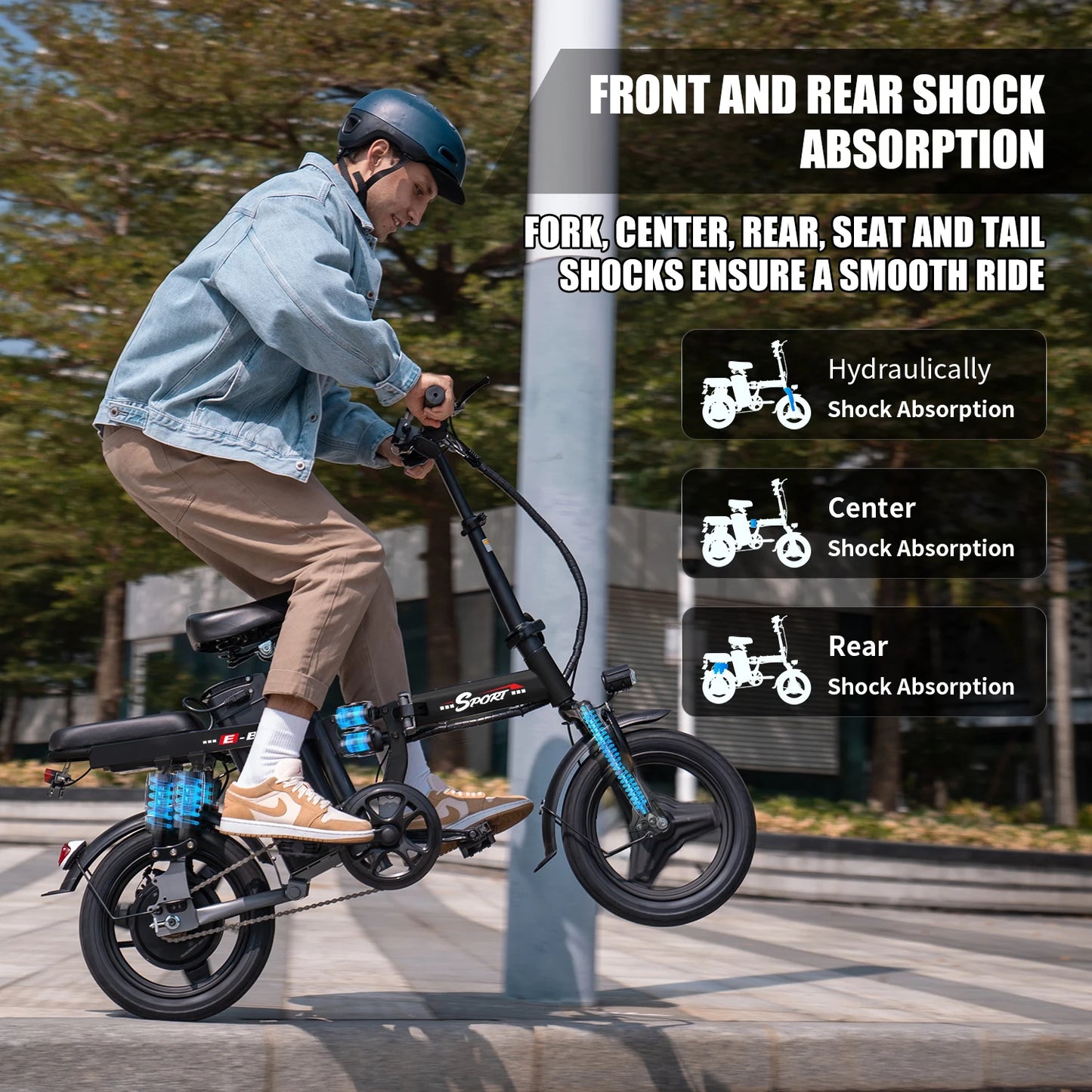 Folding Electric Bike 48V 15Ah Removable Battery 20 MPH