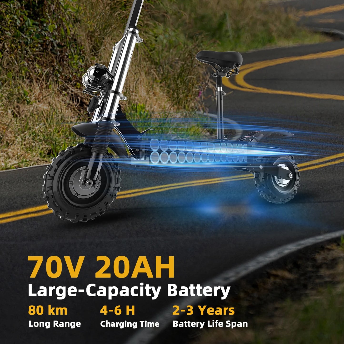 Dual Motor Foldable Electric Scooter For Adults 72V 2400W 85kmh