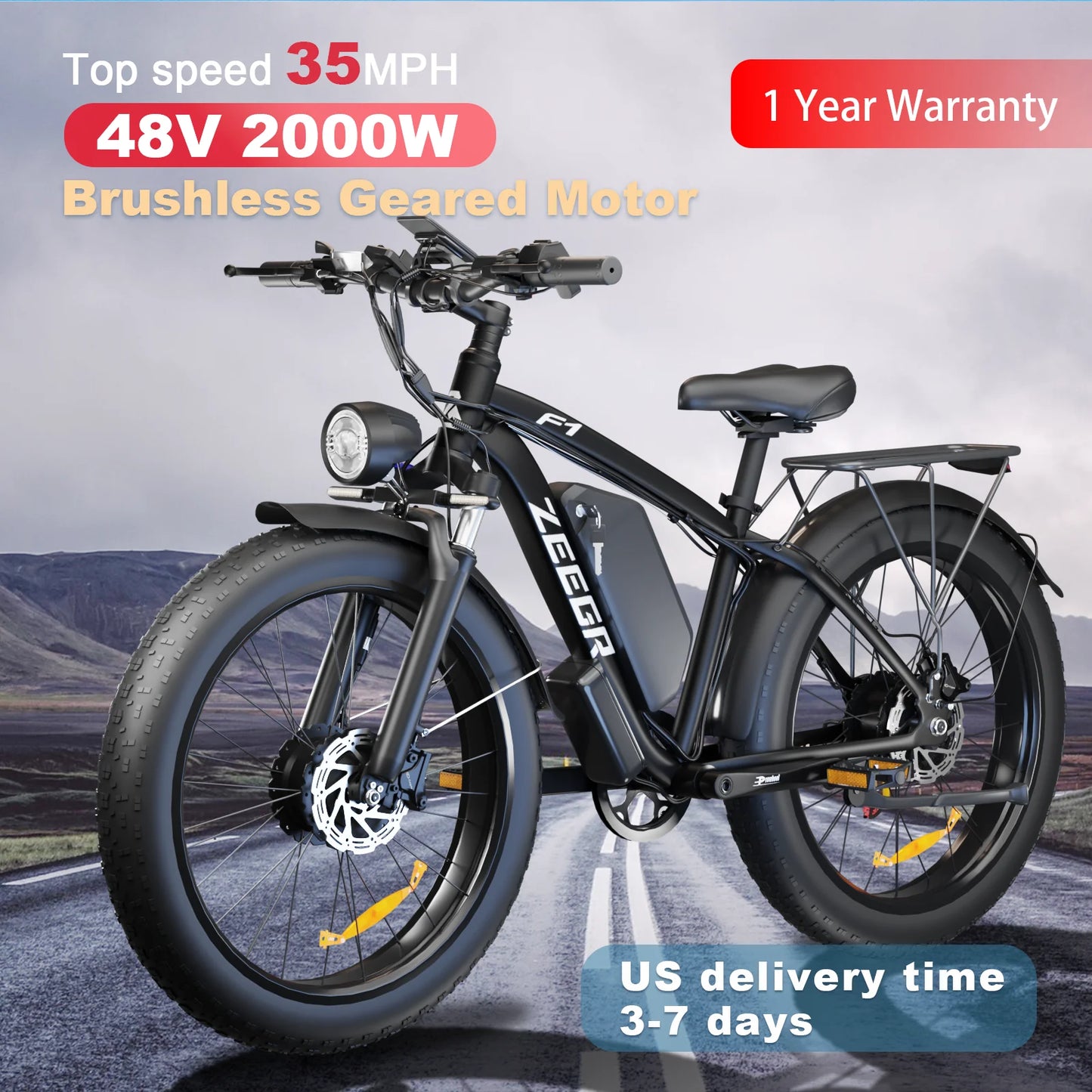 Moobelo M1 48V 2000W Dual Motor Fat Tire E Bike Front Suspension 26 Inch