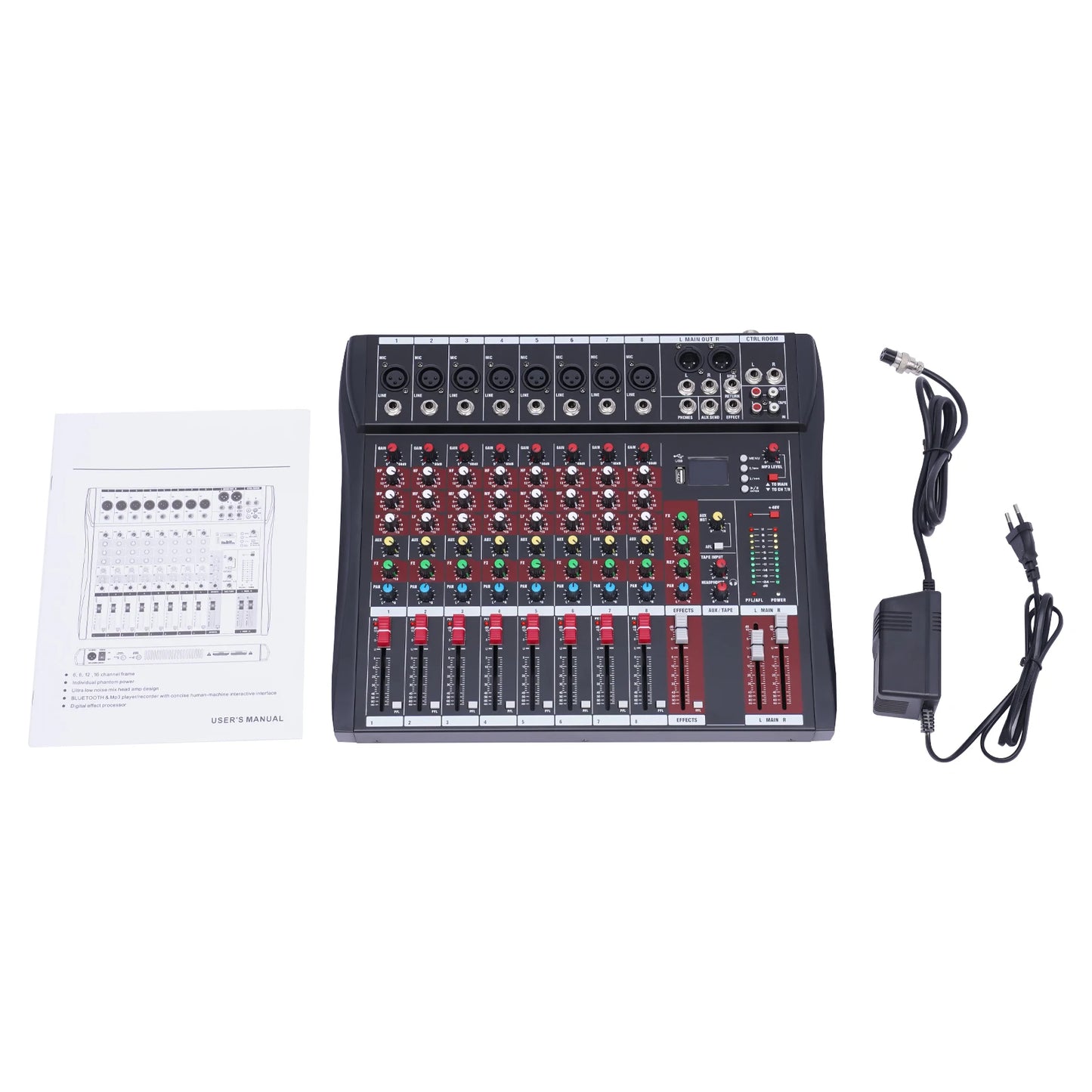 Professional 7/8 Channel Mixer with Bluetooth and USB Input