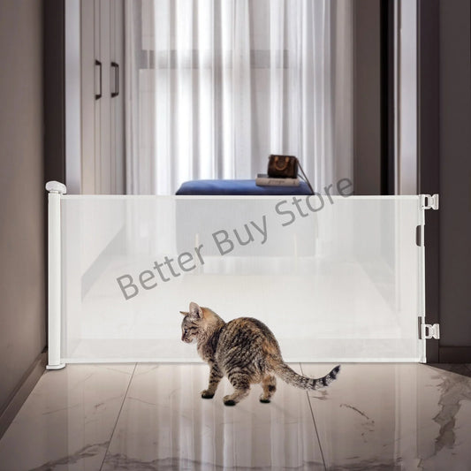 Adjustable White And Black Iron Pet Fence 40 To 300cm Indoor Safe Gate For Small To Medium Dogs 84cm Height 10 To 40lbs