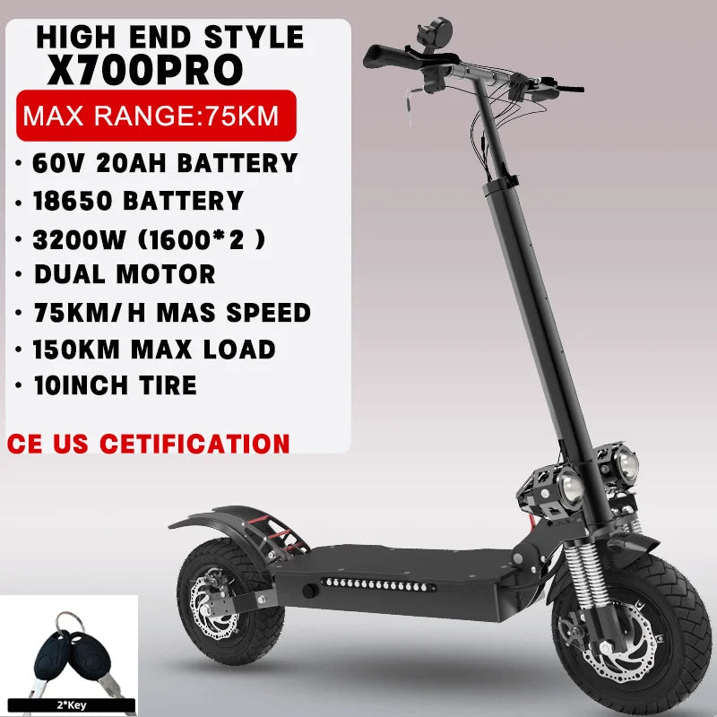Electric Scooter For Adults Dual Motor Folding With Removable Seat