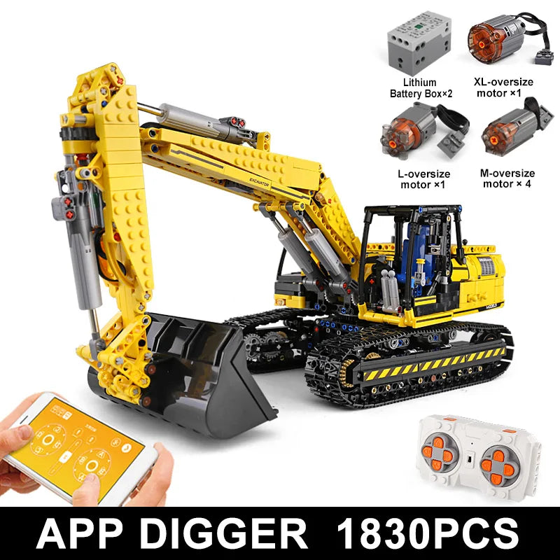 Mould King 13112 Motorized Excavator Building Block Set